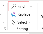 Find option on ribbon in word